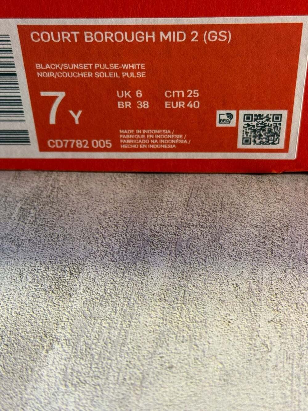 Nike Court Borough Mid 2 (GS) Black Sunset Pulse White Size 7Y - Picture 4 of 6